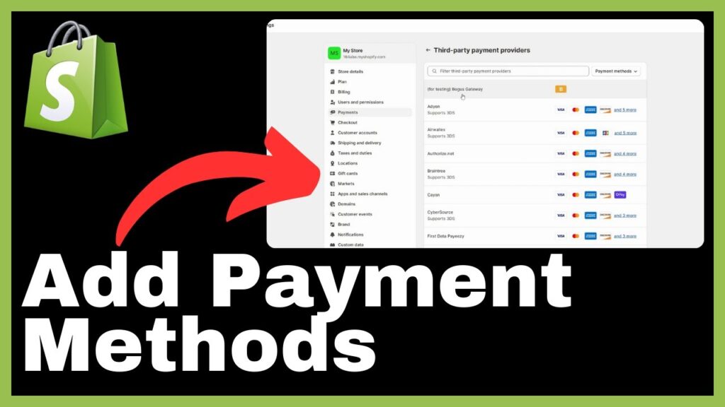 How to Add Payment Methods on Shopify